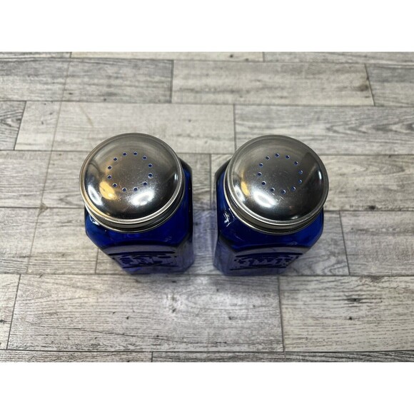 Depression Style Glass Salt And Pepper Shakers cobalt Blue - Picture 5 of 6